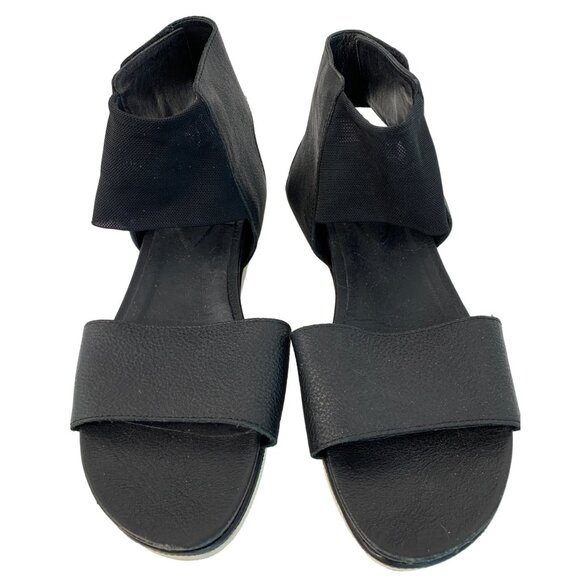 Eileen Fisher Women's Black Sandals Size 8.5 Ankle Strap Flat 7451 - Picture 3 of 11